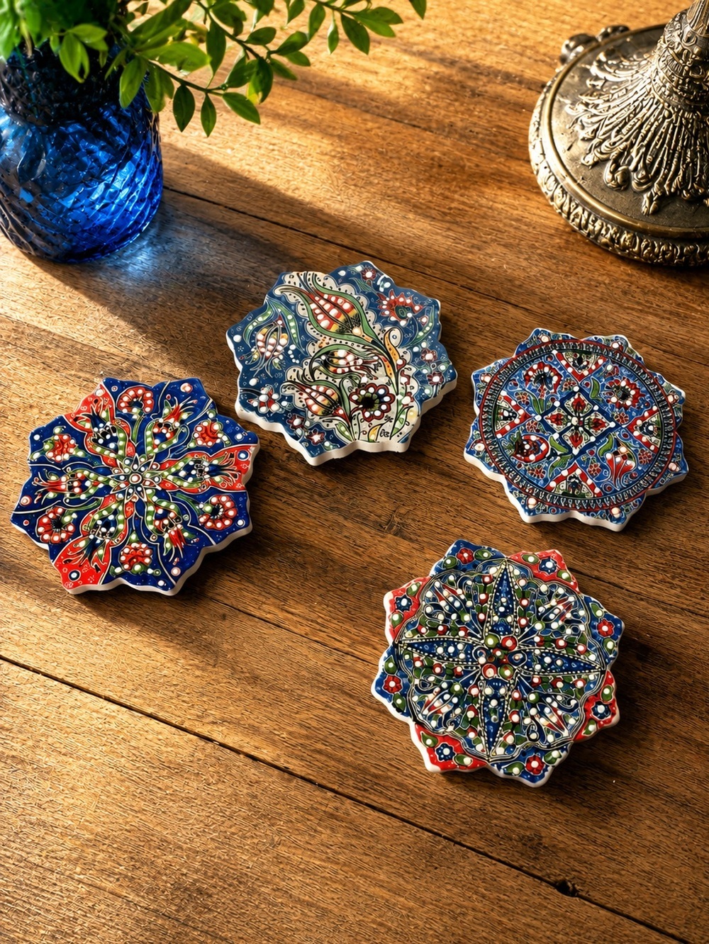 TURKISH CERAMIC SOUS-VERRES SET OF 4